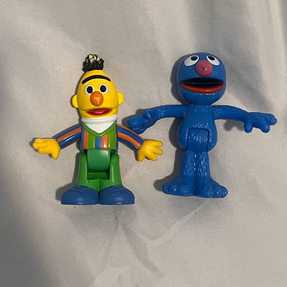 Sesame Street Bert and Grover Action Figures - Blue, Yellow, Green 3” figures